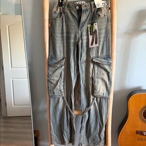 ONA Women's Blue Cargo Jeans